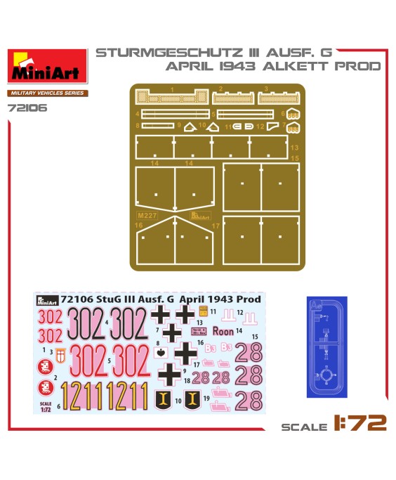MiniArt modelis STURMGESCHUTZ III AUSF. G, APRIL 1943 ALKETT PROD. 1/72