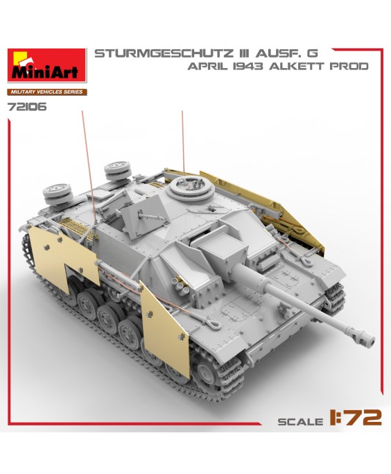 MiniArt modelis STURMGESCHUTZ III AUSF. G, APRIL 1943 ALKETT PROD. 1/72