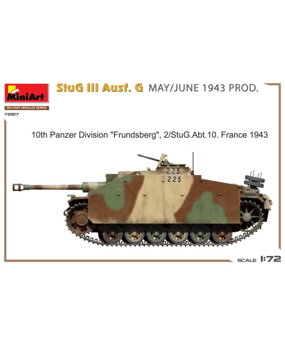 MiniArt modelis StuG III Ausf. G MAY/JUNE 1943 PROD. 1/72