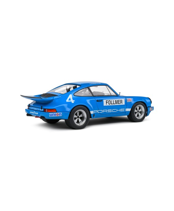 SOLIDO - PORSCHE 911 IROC BLUE #4 FOLLMER IROC RIVERSIDE 1974, 1/18