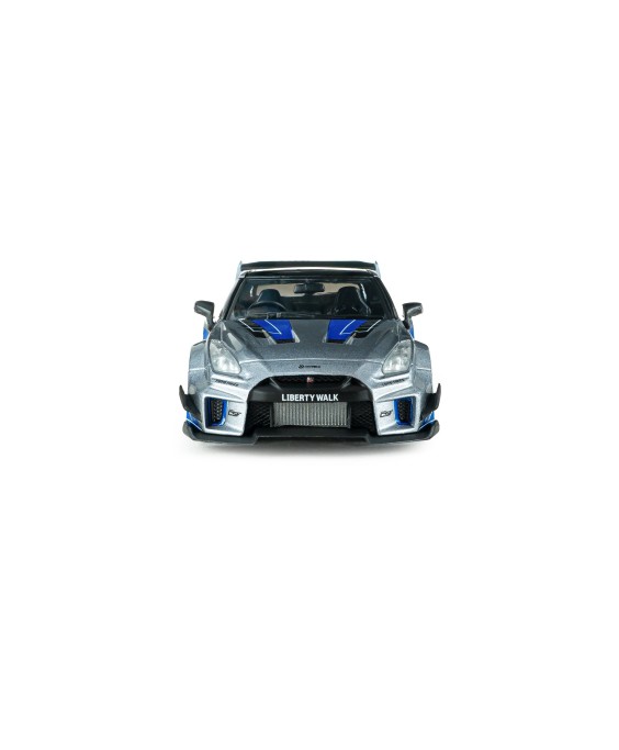 SOLIDO - Nissan GT-R (R35) LIBERTY WALK SILHOUETTE SILVER AND BLUE STRIPES 2020, 1/43