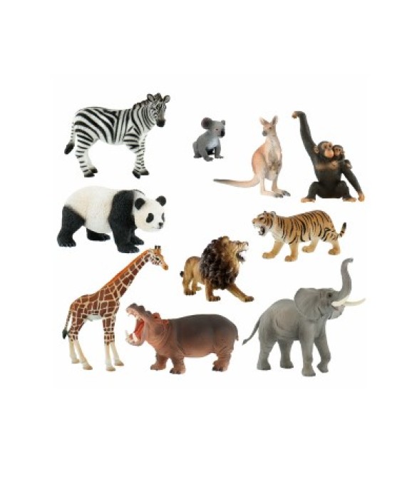 Žaislinės zoologijos sodo gyvūnų figūrėlės