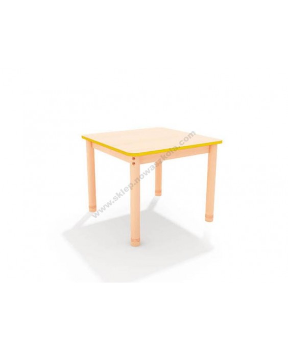 Stalas su spalvotu kraštu, apvalios kojos, 75x75