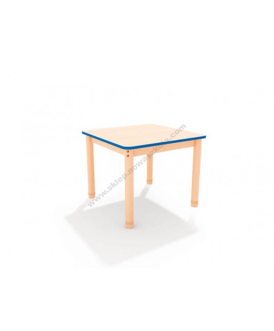 Stalas su spalvotu kraštu, apvalios kojos, 75x75
