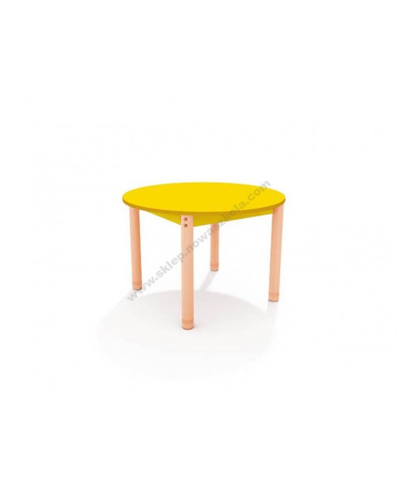 Stalas su spalvotu stalviršiu, Ø 90 cm., apvalios kojos