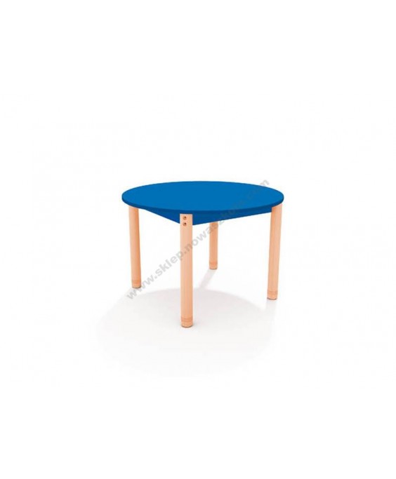 Stalas su spalvotu stalviršiu, Ø 90 cm., apvalios kojos