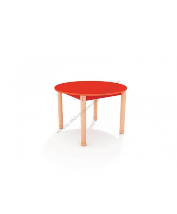 Stalas su spalvotu stalviršiu, Ø 90 cm., apvalios kojos
