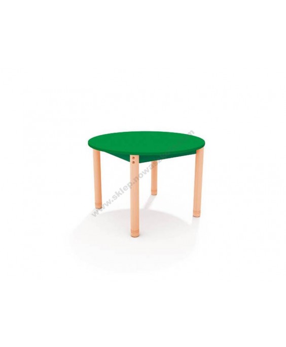 Stalas su spalvotu stalviršiu, Ø 90 cm., apvalios kojos