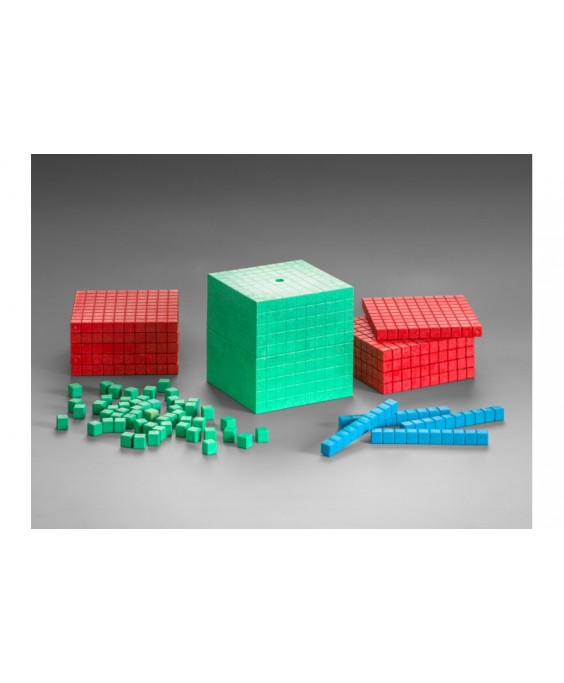 Wissner - 3 spalvų Montessori Dienes Base Ten rinkinys, 121 vnt.